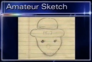 Amateur sketch of the Mobile Leprechaun based off eye-witness accounts.
