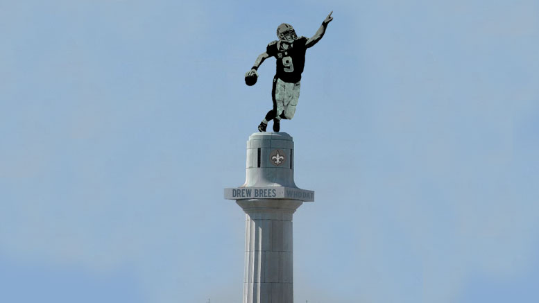 New Orleans Saints Drew Brees statue - Robert E Lee statue Lee Circle - Neutral Ground News