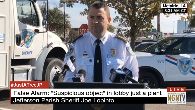 Authorities confirm real plant found in Metairie office building lobby