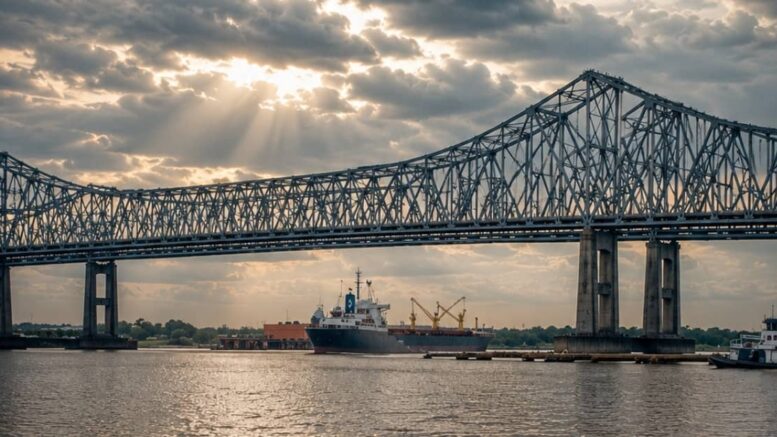 Crescent City Connection bridge in New Orleans over the Mississippi River.